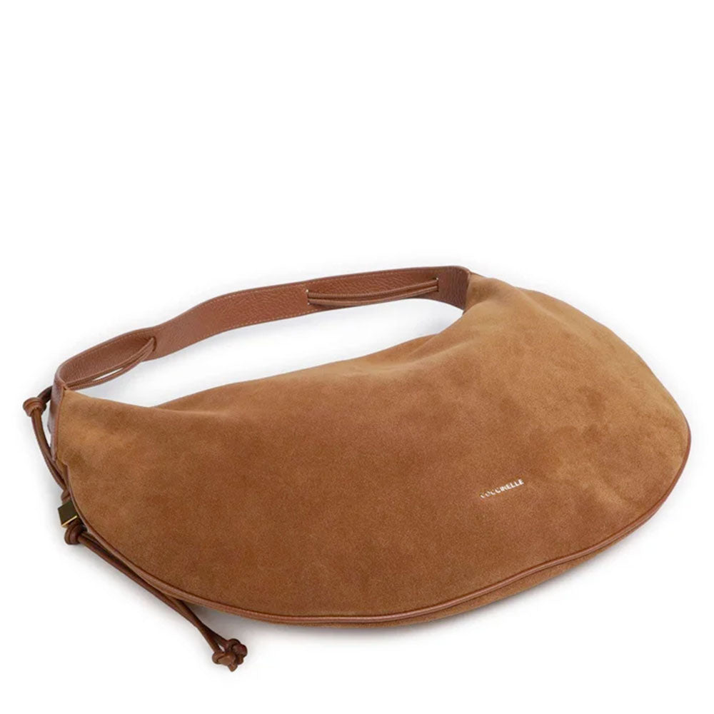 Borsa Donna a Hobo Spalla COCCINELLE in Pelle Scamosciata linea Thess Suede Colore Cognac