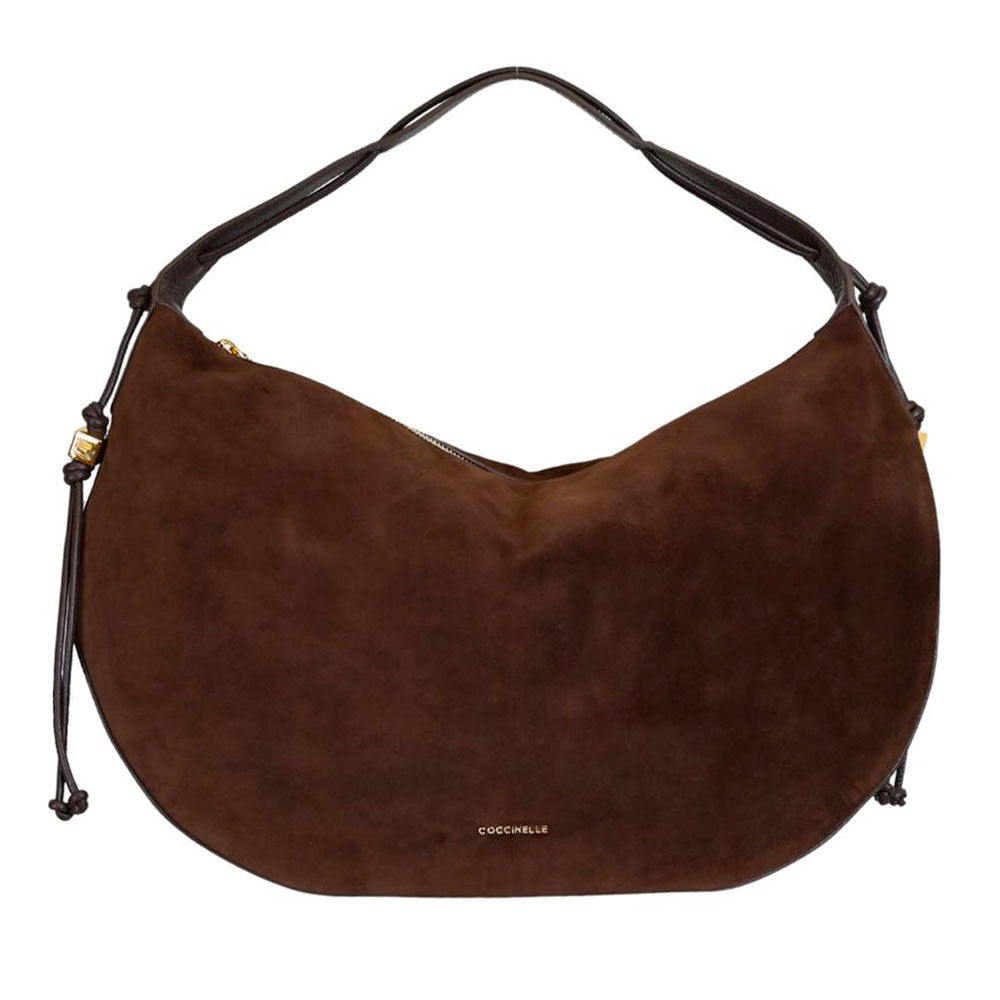 Borsa Donna a Hobo Spalla COCCINELLE in Pelle Scamosciata linea Thess Suede Colore Brunette