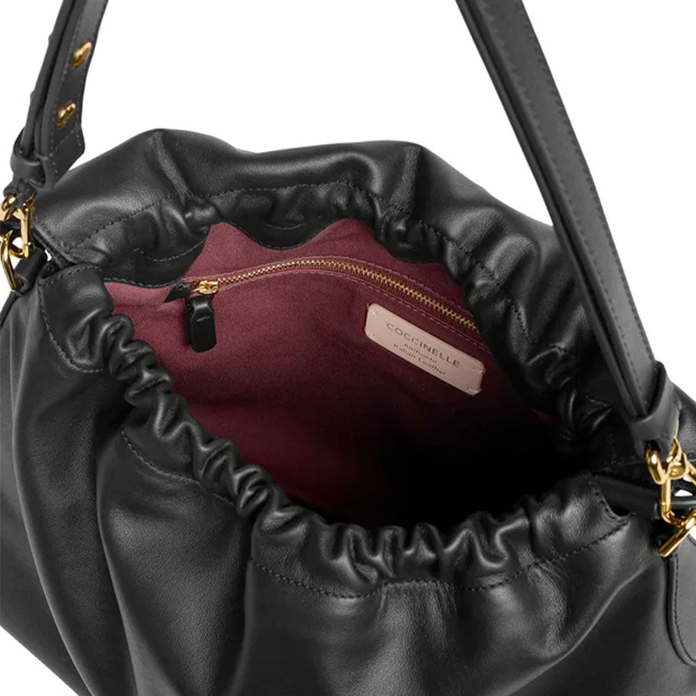 Borsa Donna Hobo a Spalla COCCINELLE in Pelle Liscia linea Lidia Medium Colore Nero
