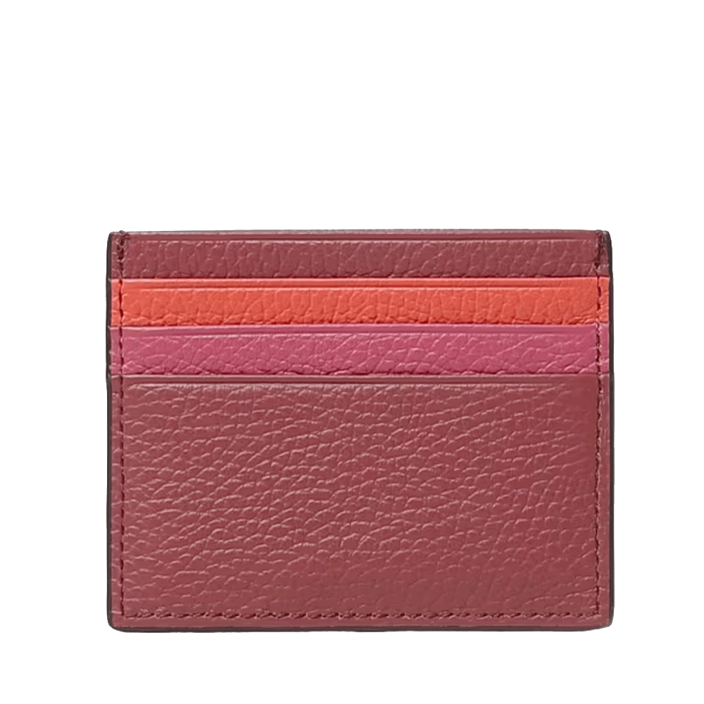 Portacarte Donna COCCINELLE in Pelle Brandy - Grenadine Red - Rosewood Linea Metallic Tricolor