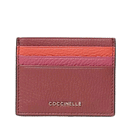Portacarte Donna COCCINELLE in Pelle Brandy - Grenadine Red - Rosewood Linea Metallic Tricolor
