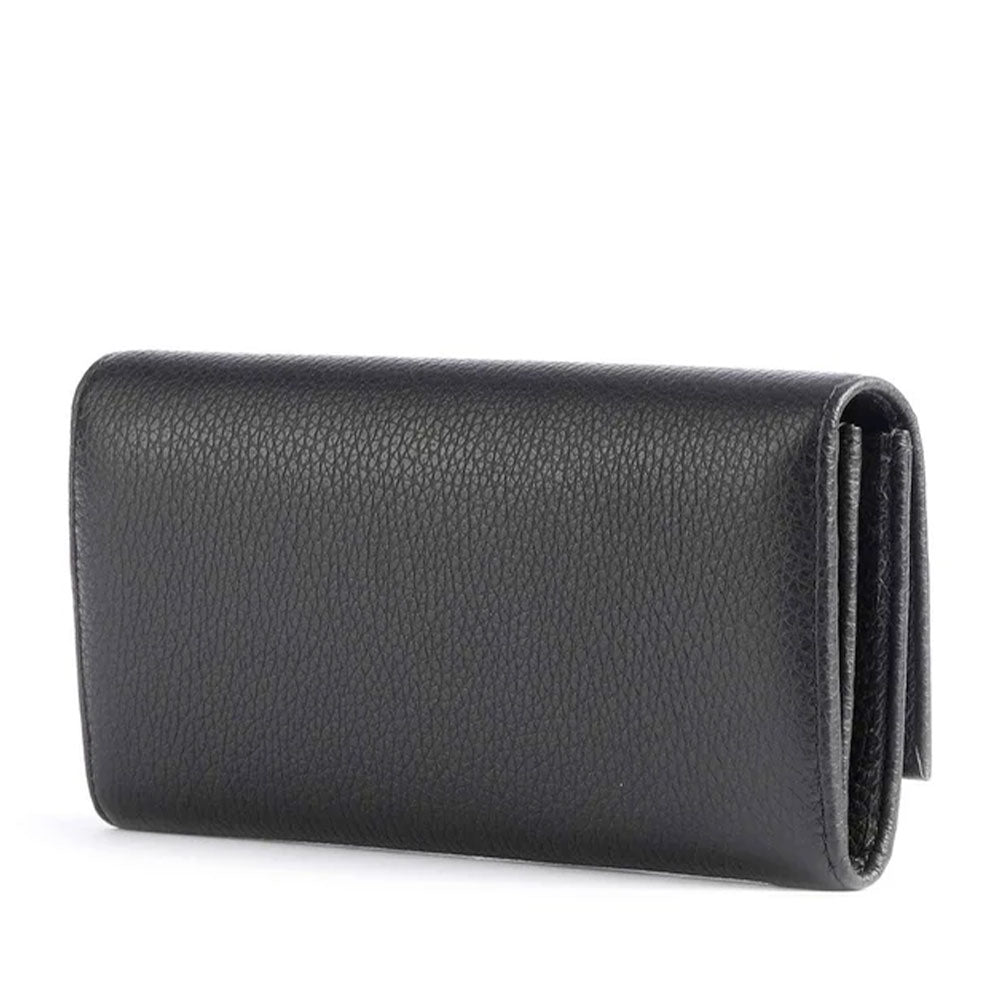 Portafoglio Donna COCCINELLE in Pelle Chiuso con Bottone Colore Nero Linea Metallic Soft