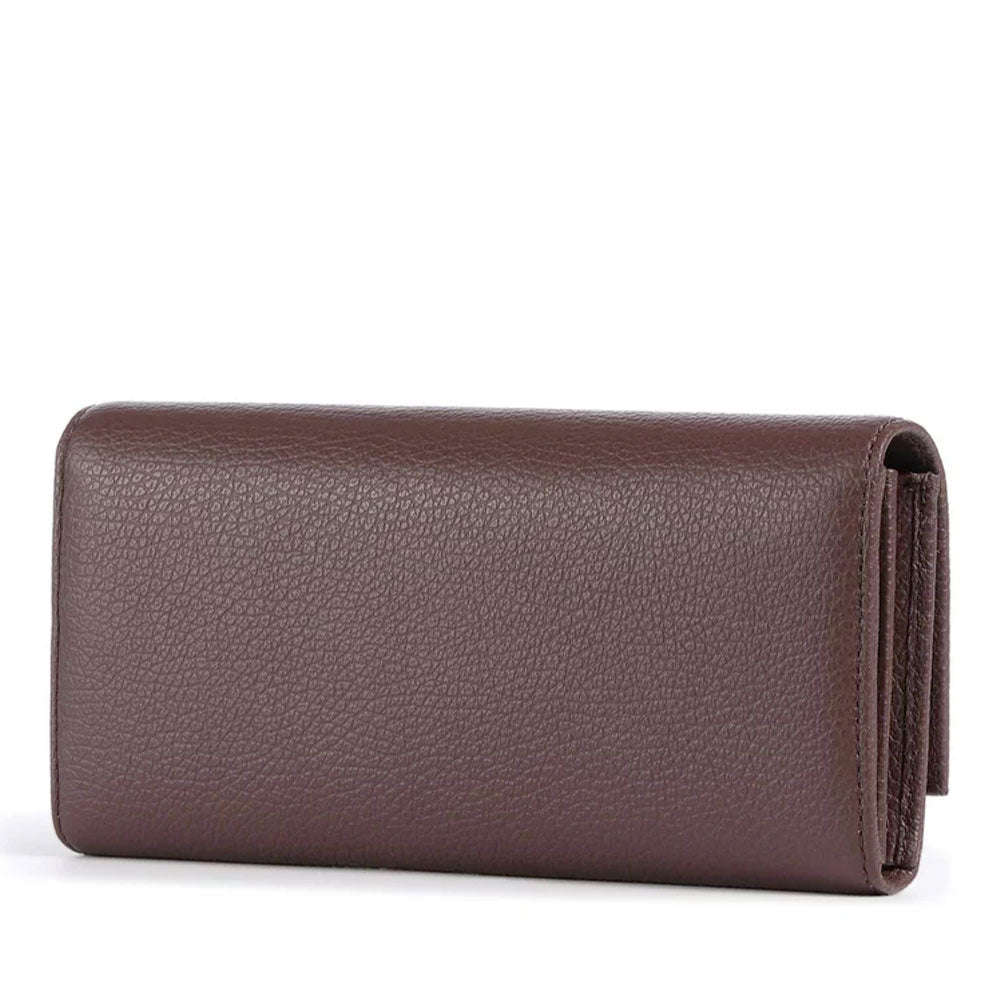 Portafoglio Donna COCCINELLE in Pelle Chiuso con Bottone Colore Berry Linea Metallic Soft