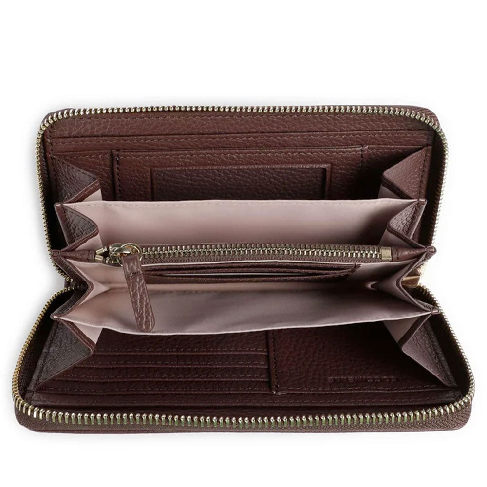 Portafoglio Donna COCCINELLE Zip Around in Pelle Berry Linea Metallic Soft