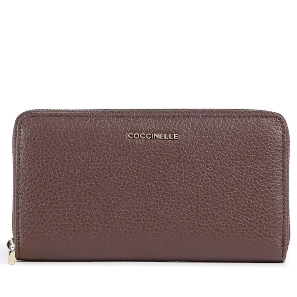 Portafoglio Donna COCCINELLE Zip Around in Pelle Berry Linea Metallic Soft