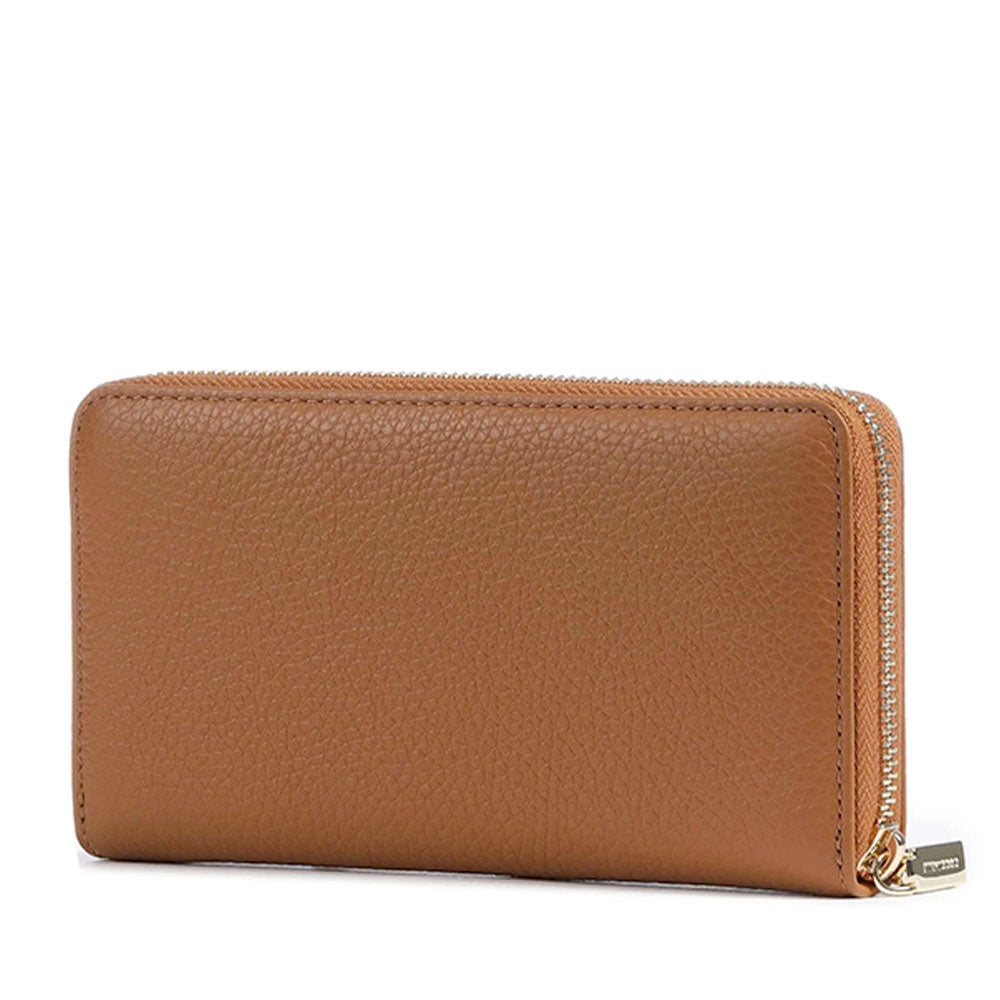 Portafoglio Donna COCCINELLE Zip Around in Pelle Cognac Linea Metallic Soft