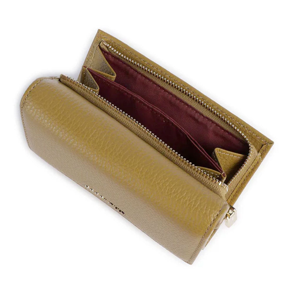 Portafoglio Piccolo COCCINELLE in Pelle Martellata Linea Metallic Soft colore Seagrass