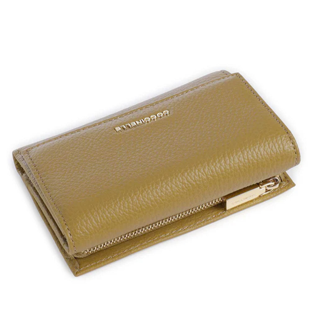 Portafoglio Piccolo COCCINELLE in Pelle Martellata Linea Metallic Soft colore Seagrass