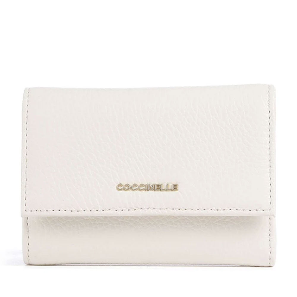 Portafoglio Piccolo COCCINELLE in Pelle Martellata Linea Metallic Soft colore Pearl