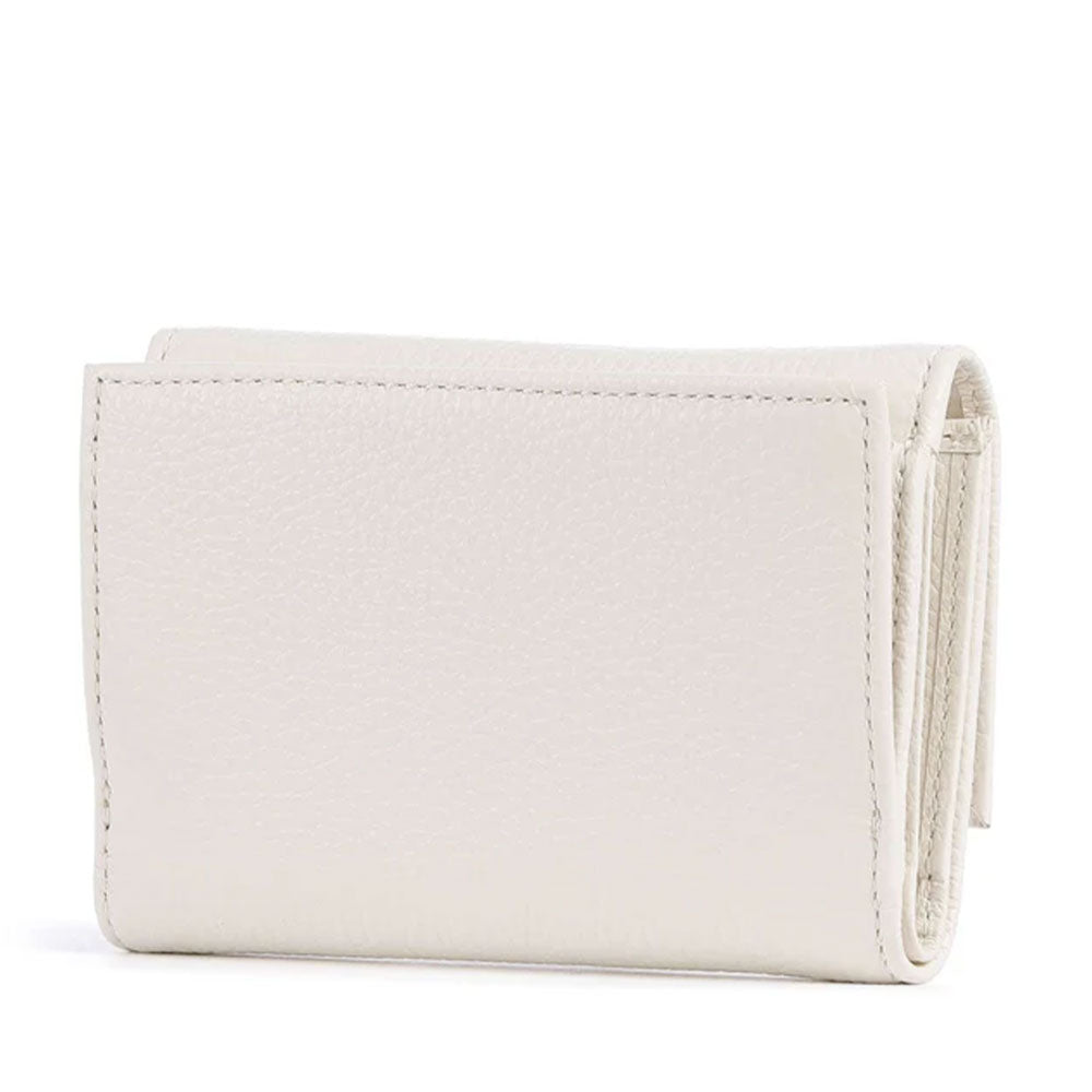 Kleine Geldbörse COCCINELLE aus genarbtem Leder Modell Metallic Soft in Pearl