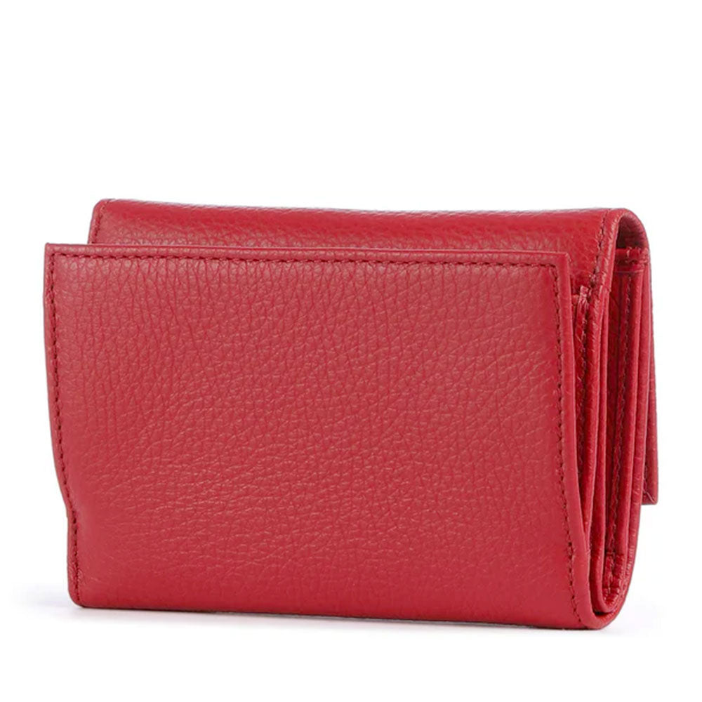 Portafoglio Piccolo COCCINELLE in Pelle Martellata Linea Metallic Soft colore Scarlet