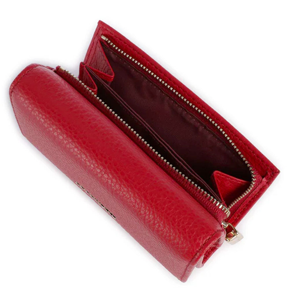 Portafoglio Piccolo COCCINELLE in Pelle Martellata Linea Metallic Soft colore Scarlet