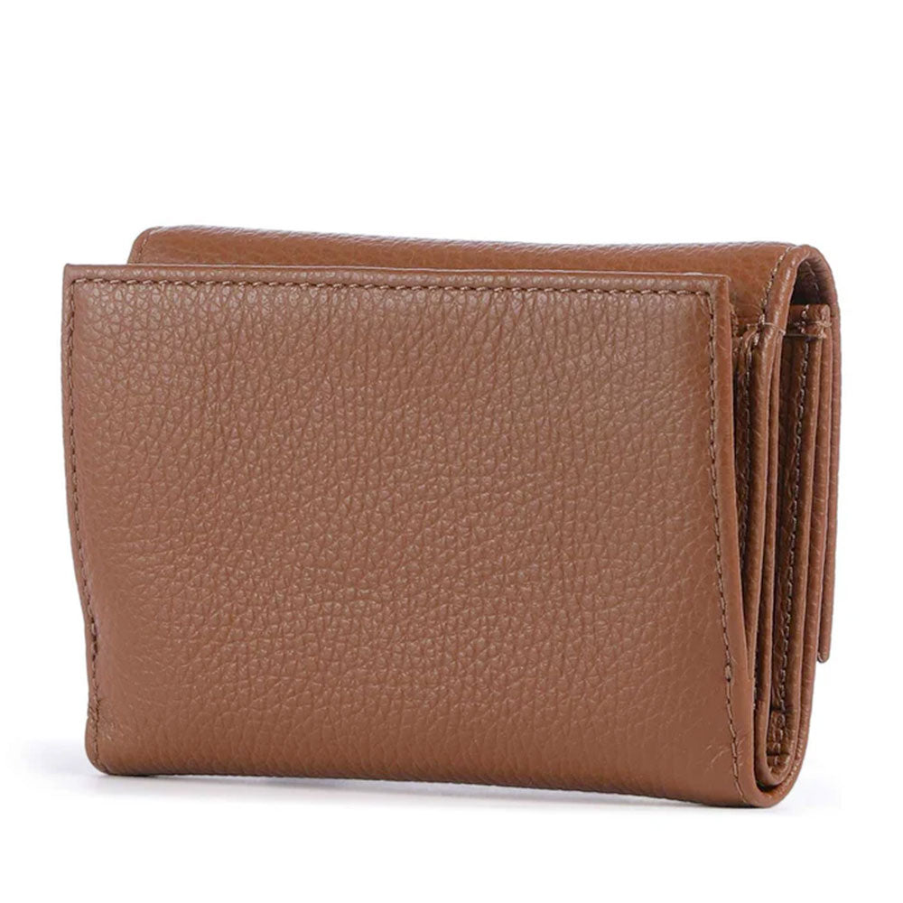 Portafoglio Piccolo COCCINELLE in Pelle Martellata Linea Metallic Soft colore Cognac