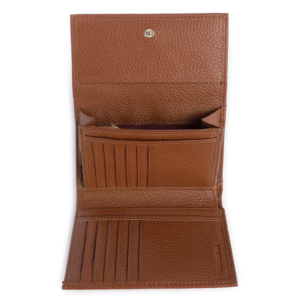 Portafoglio Piccolo COCCINELLE in Pelle Martellata Linea Metallic Soft colore Cognac