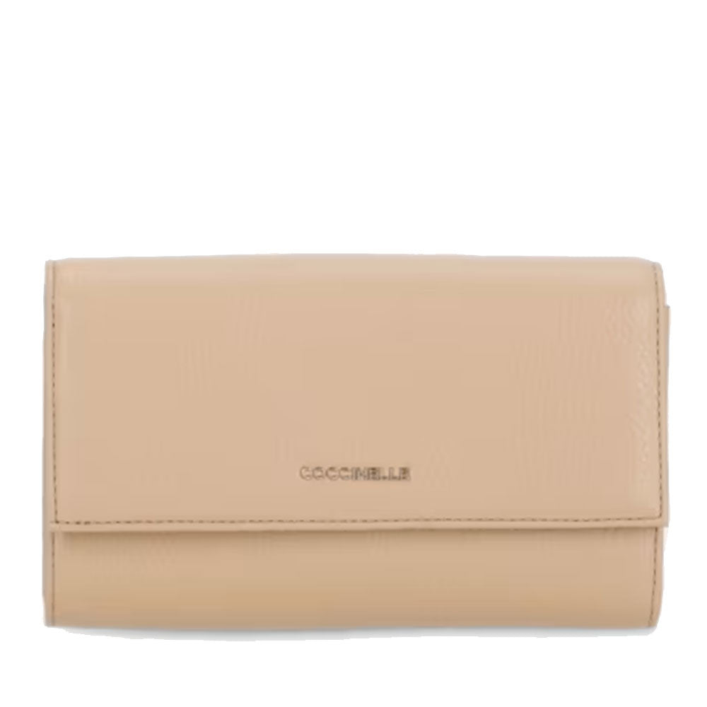 Portafoglio Grande COCCINELLE in Pelle Martellata Linea Metallic Soft colore Skin
