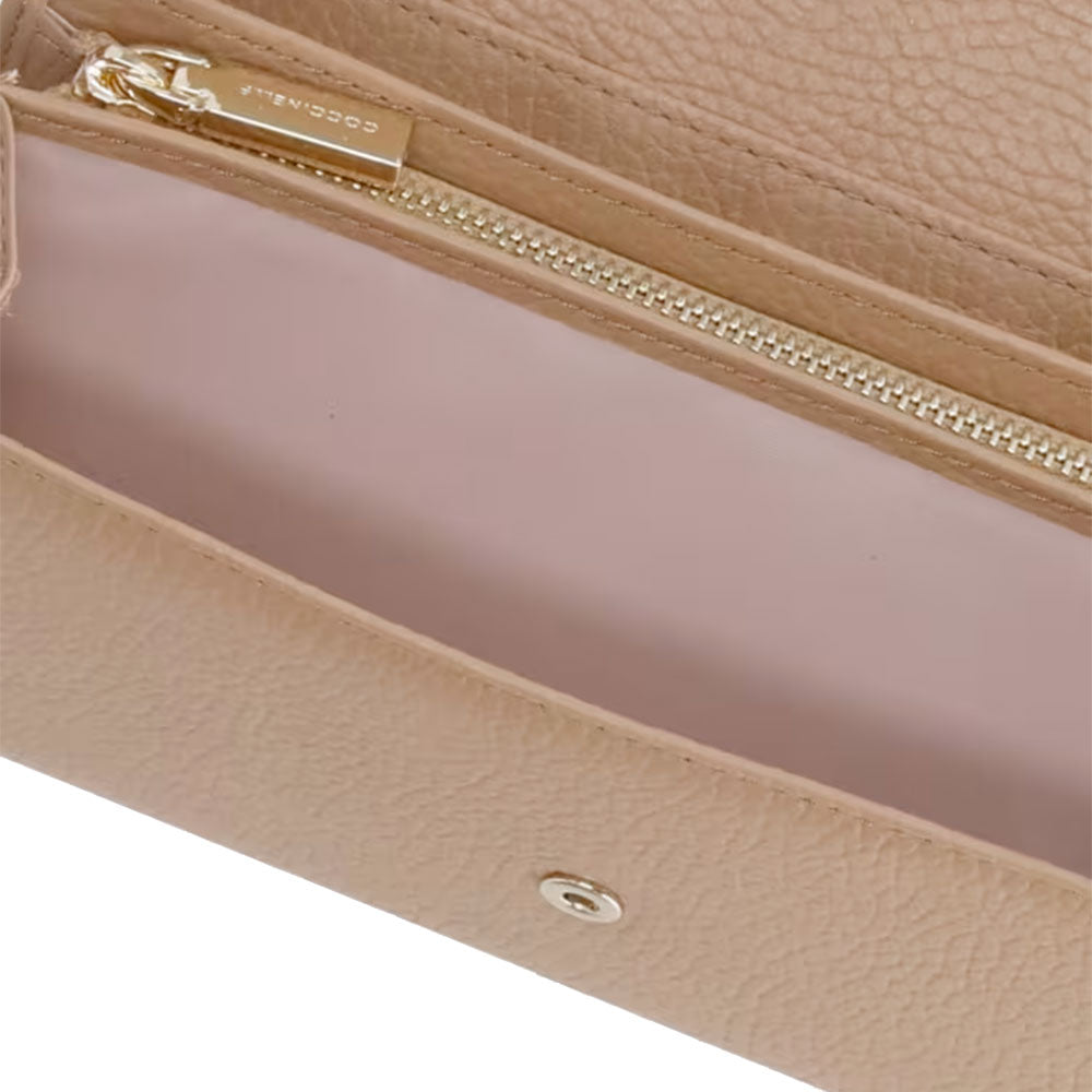 Large Grained Leather Wallet COCCINELLE Metallic Soft in Skin