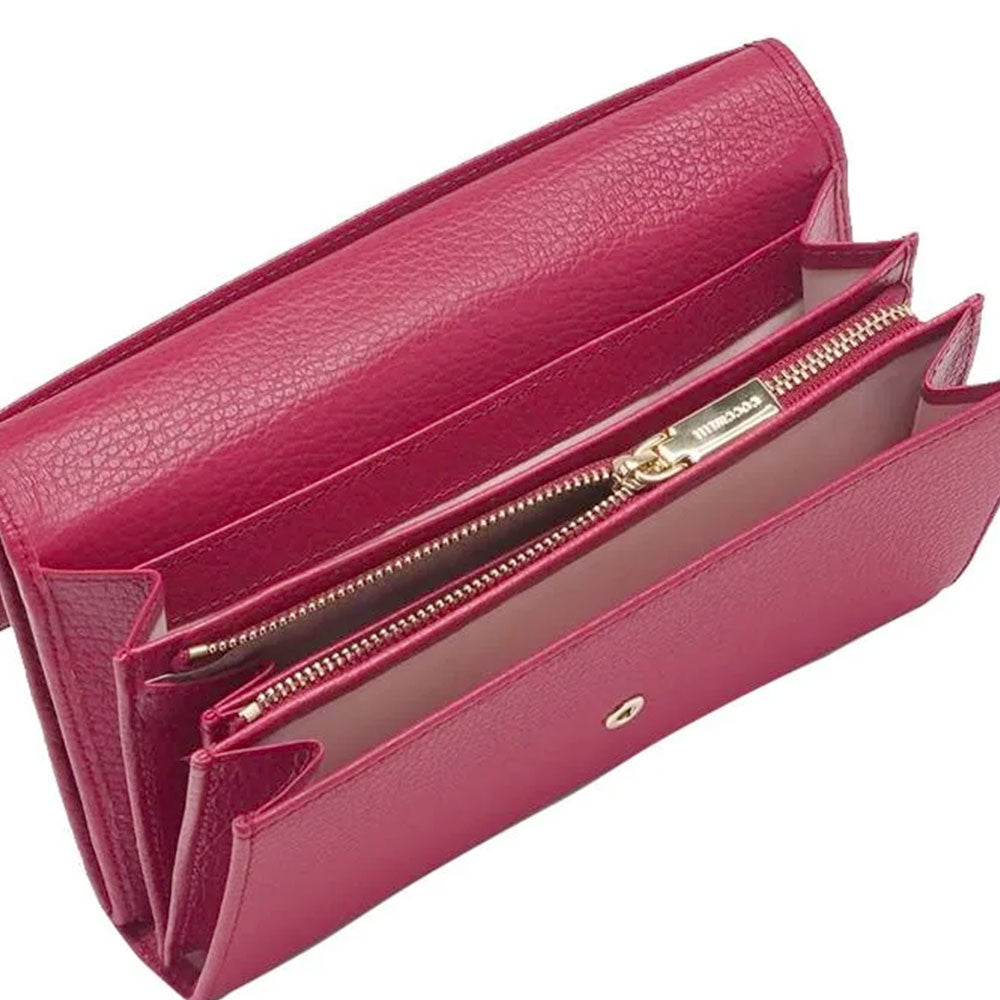 Portafoglio Grande COCCINELLE in Pelle Martellata Linea Metallic Soft colore Sangria