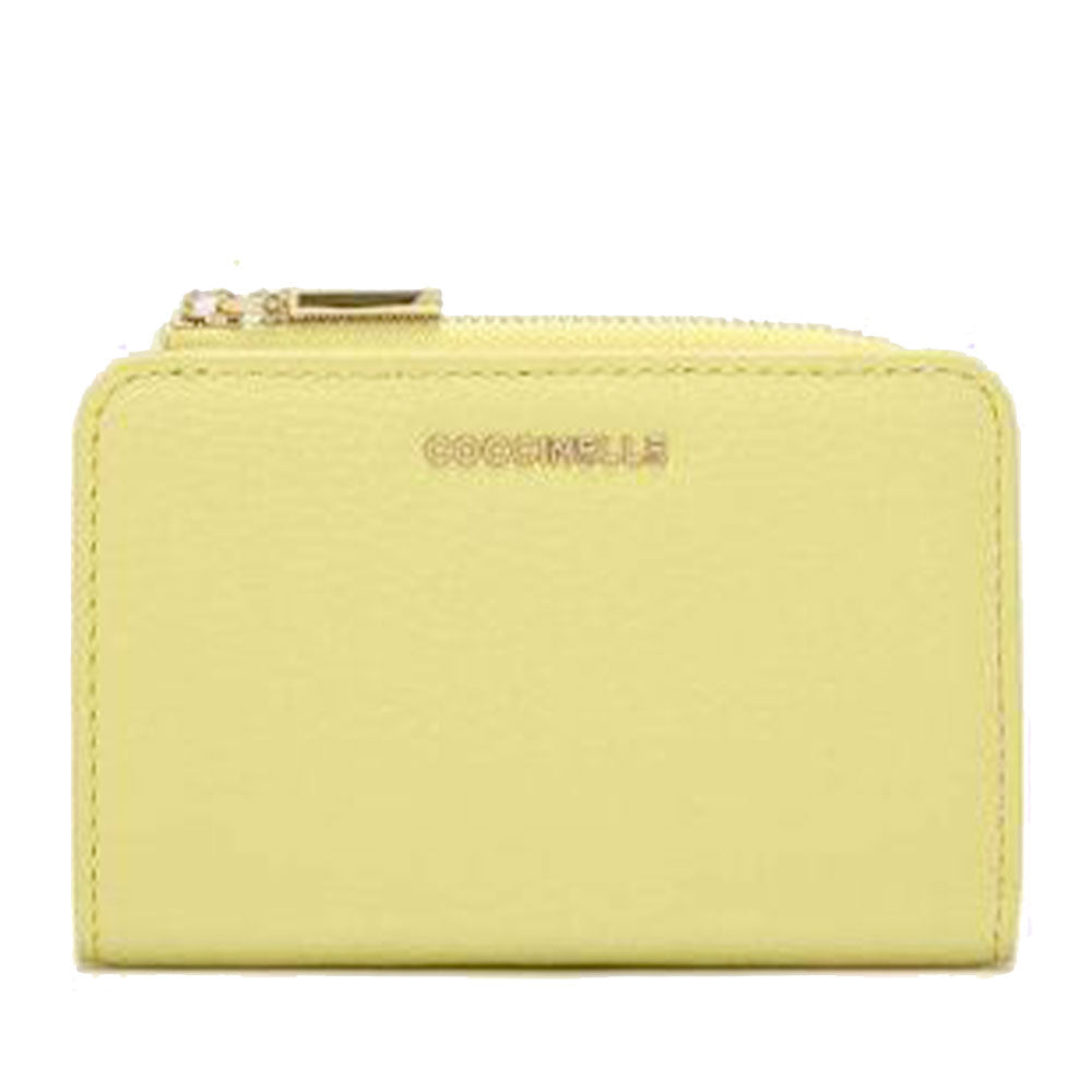 Portacarte Piccolo con Doppio Scomparto COCCINELLE in Pelle Linea Metallic Soft colore Lime Wash