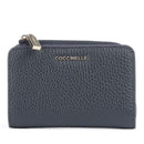 Portafoglio Donna Piatto COCCINELLE in Pelle Midnight Blue Linea Metallic Soft