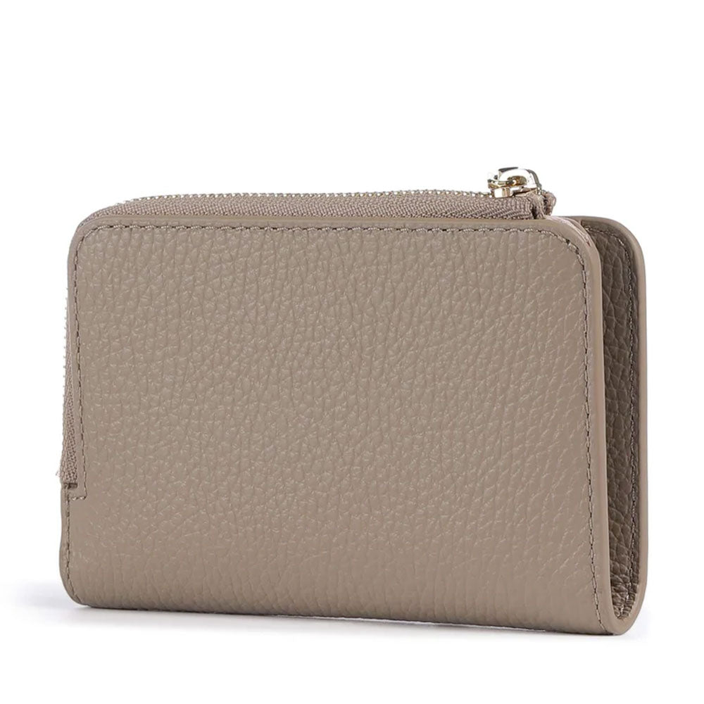 Portafoglio Donna Piatto COCCINELLE in Pelle Warm Taupe Linea Metallic Soft