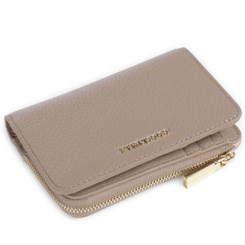 Portafoglio Donna Piatto COCCINELLE in Pelle Warm Taupe Linea Metallic Soft