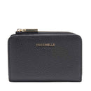 Portafoglio Donna Piatto COCCINELLE in Pelle Nera Linea Metallic Soft