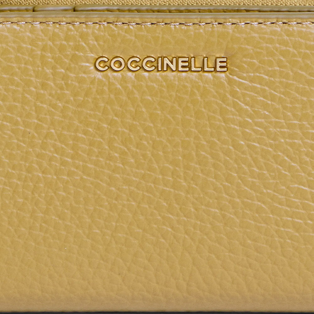 Portafoglio Donna Piatto COCCINELLE in Pelle Seagrass Linea Metallic Soft