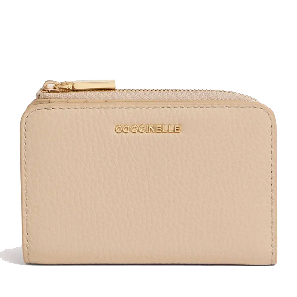 Portafoglio Donna Piatto COCCINELLE in Pelle Sandshell Linea Metallic Soft