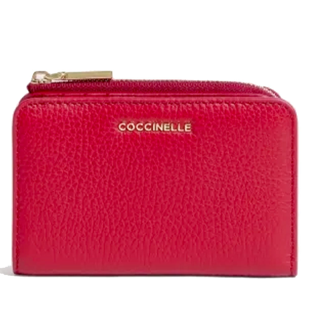 Portafoglio Donna Piatto COCCINELLE in Pelle Scarlet Linea Metallic Soft