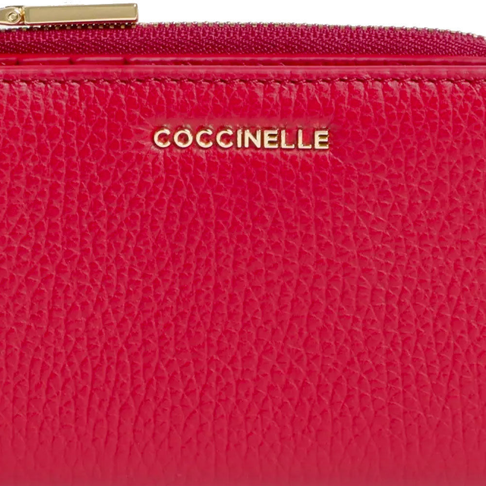 Portafoglio Donna Piatto COCCINELLE in Pelle Scarlet Linea Metallic Soft