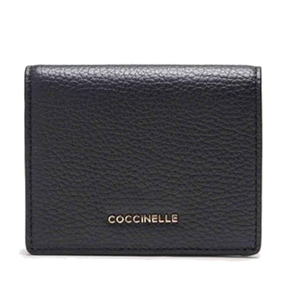 Portafoglio Donna Mini COCCINELLE in Pelle Nera Linea Metallic Soft