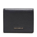 Portafoglio Donna Mini COCCINELLE in Pelle Nera Linea Metallic Soft
