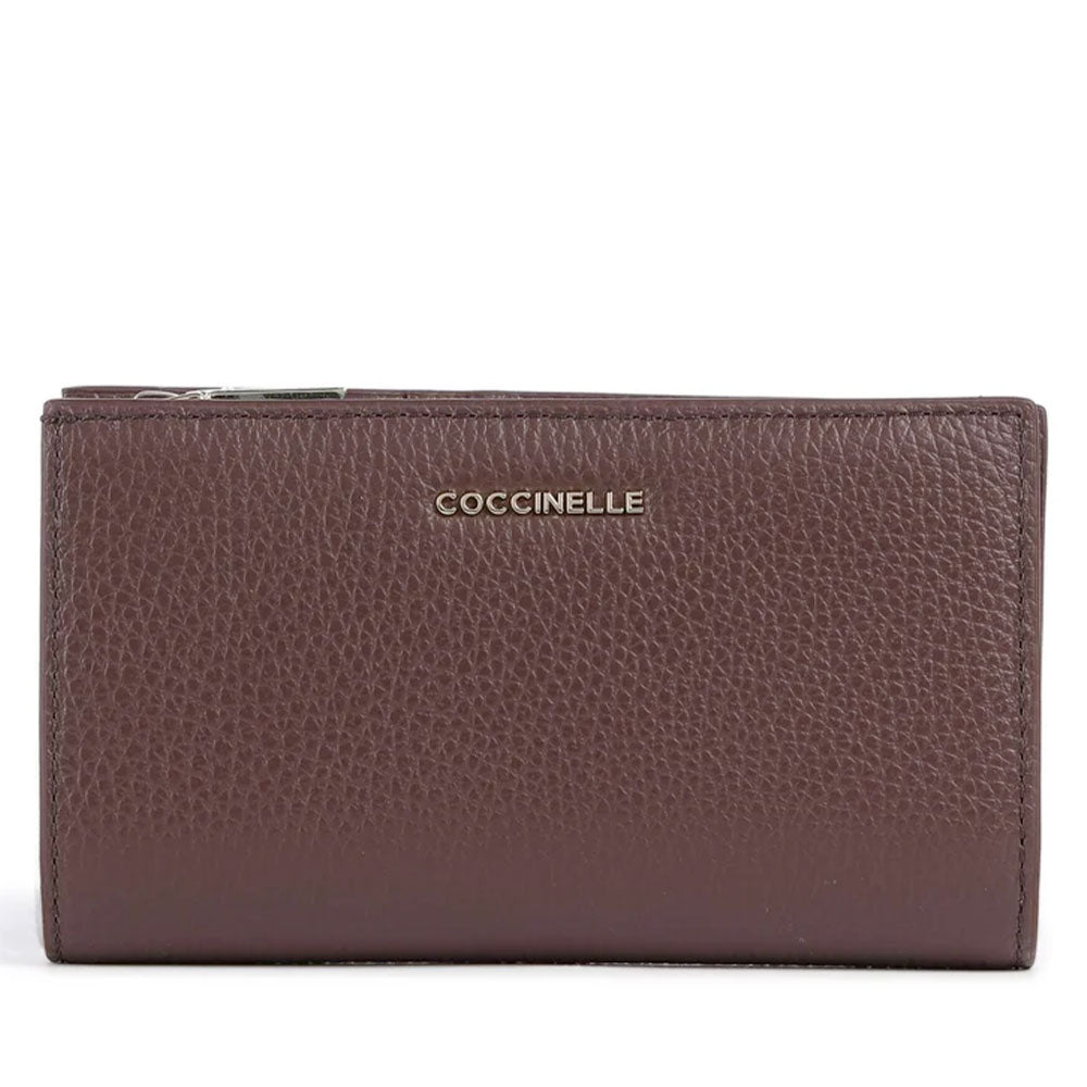 Portafoglio Donna COCCINELLE in Pelle Colore Berry Linea Metallic Soft Medium