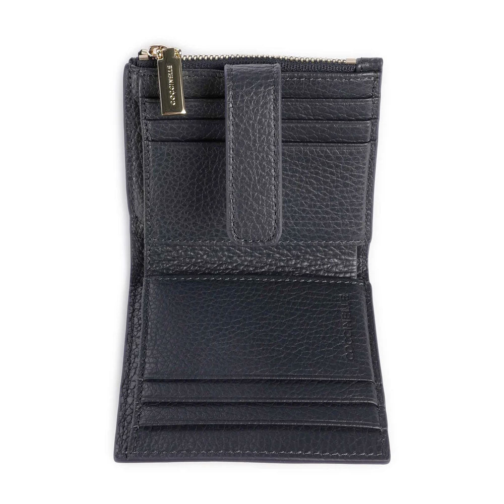 Portafoglio Donna Mini COCCINELLE in Pelle Colore Midnight Blue Linea Metallic Soft