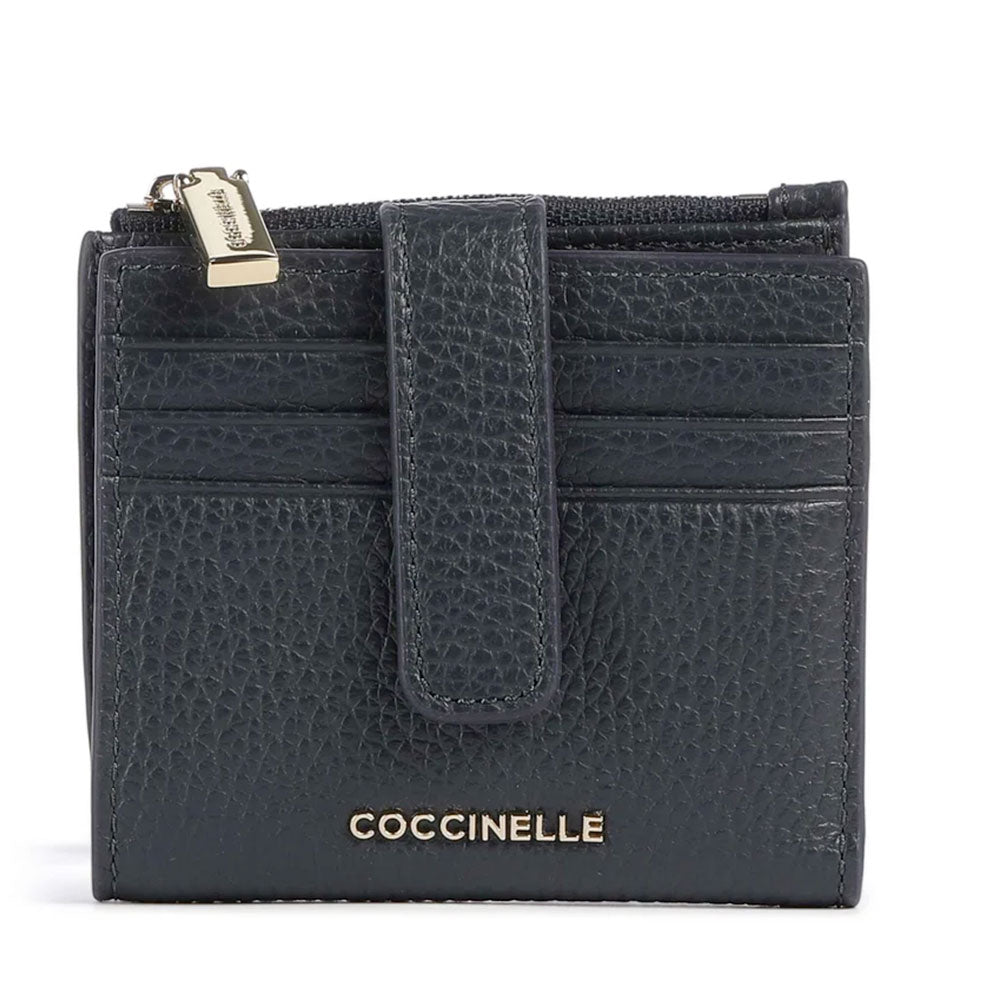 Portafoglio Donna Mini COCCINELLE in Pelle Colore Midnight Blue Linea Metallic Soft