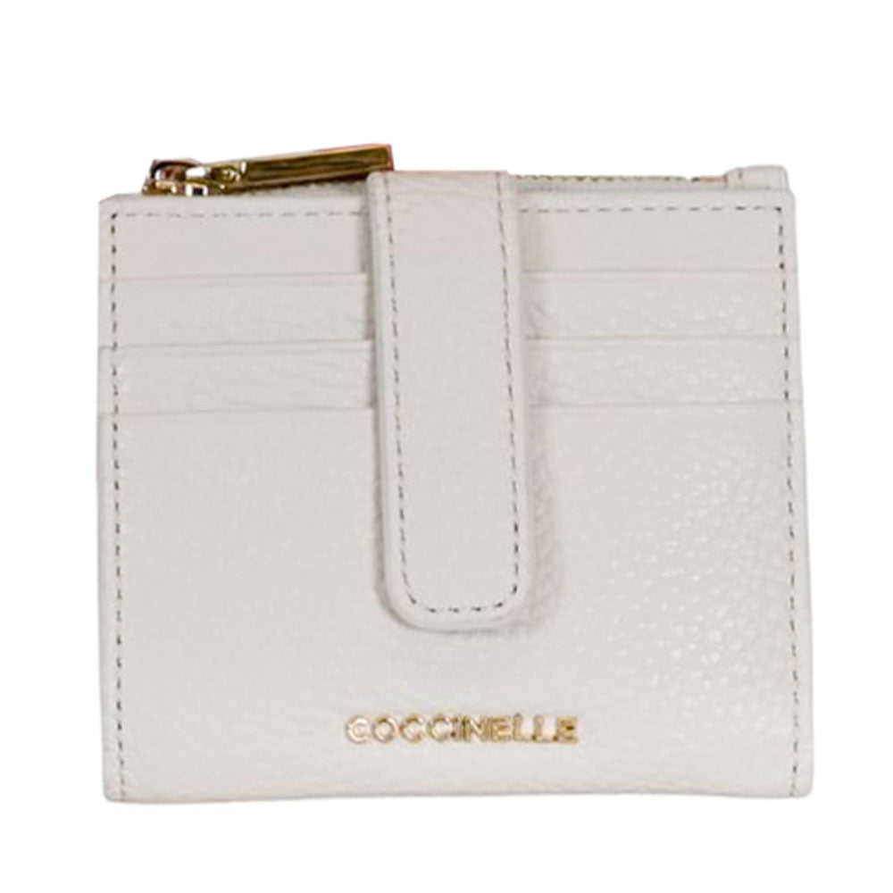 Portafoglio Donna Mini COCCINELLE in Pelle Colore Pearl Linea Metallic Soft