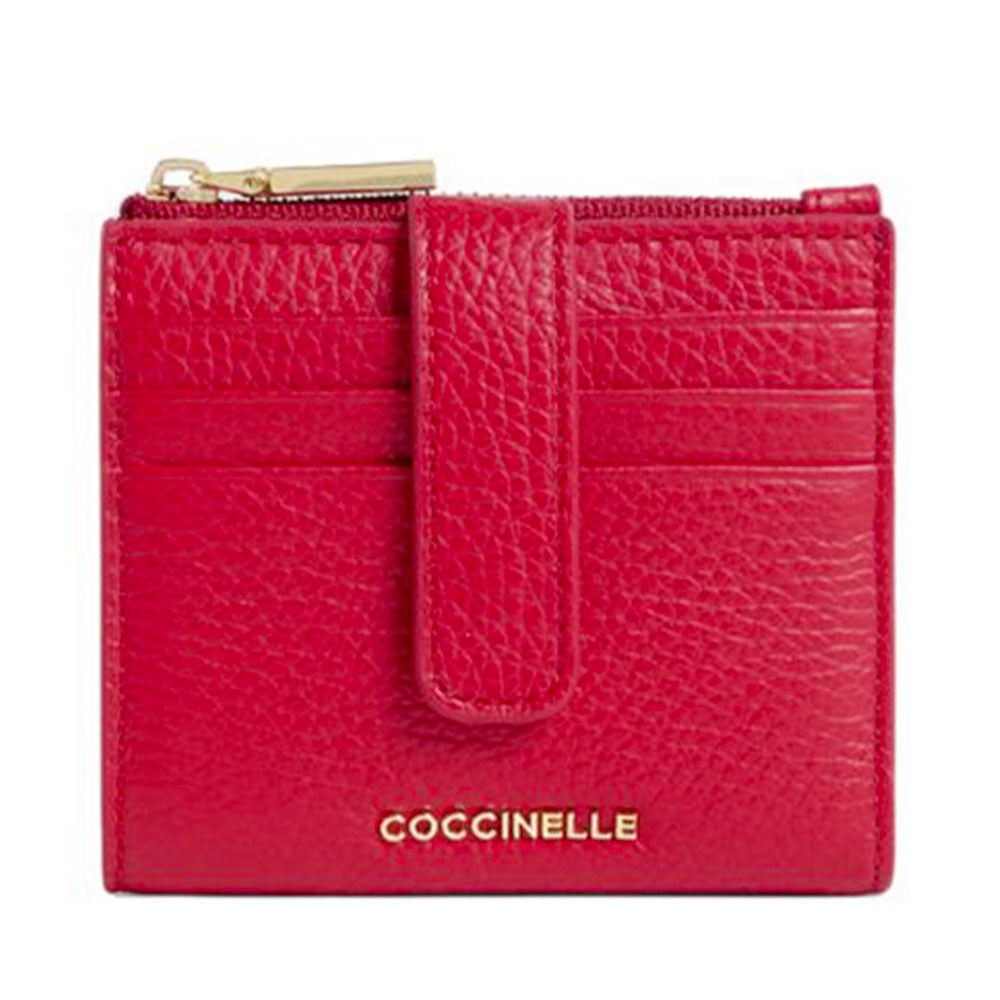 Portafoglio Donna Mini COCCINELLE in Pelle Colore Scarlet Linea Metallic Soft