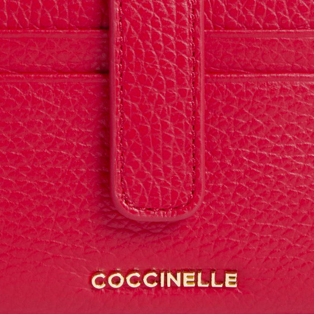 Portafoglio Donna Mini COCCINELLE in Pelle Colore Scarlet Linea Metallic Soft