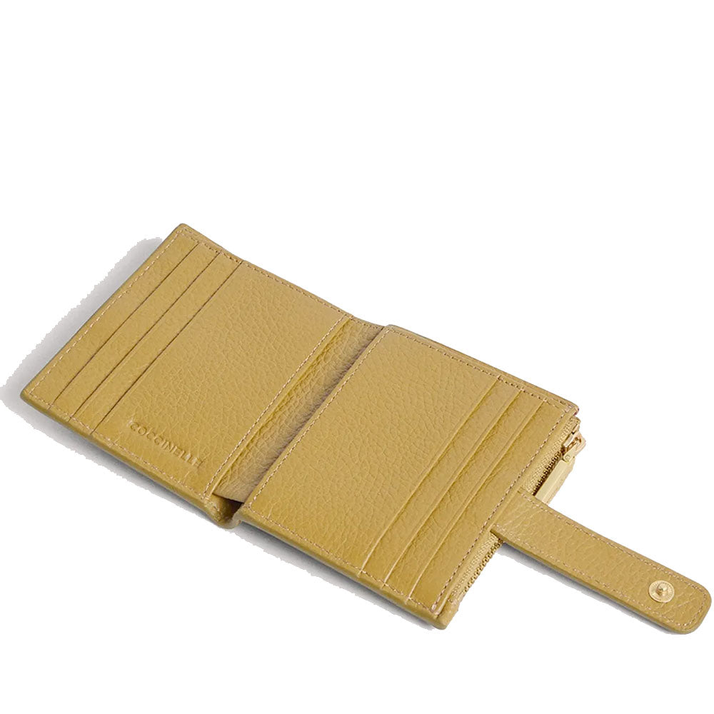 Portafoglio Donna Mini COCCINELLE in Pelle Colore Seagrass Linea Metallic Soft