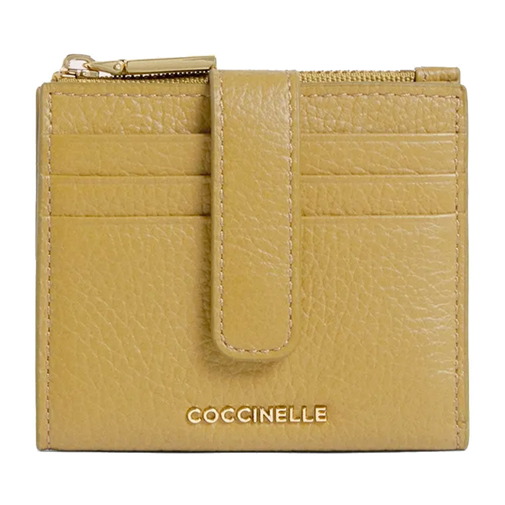 Portafoglio Donna Mini COCCINELLE in Pelle Colore Seagrass Linea Metallic Soft