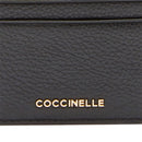 Portacarte Donna COCCINELLE in Pelle Nera Linea Metallic Soft