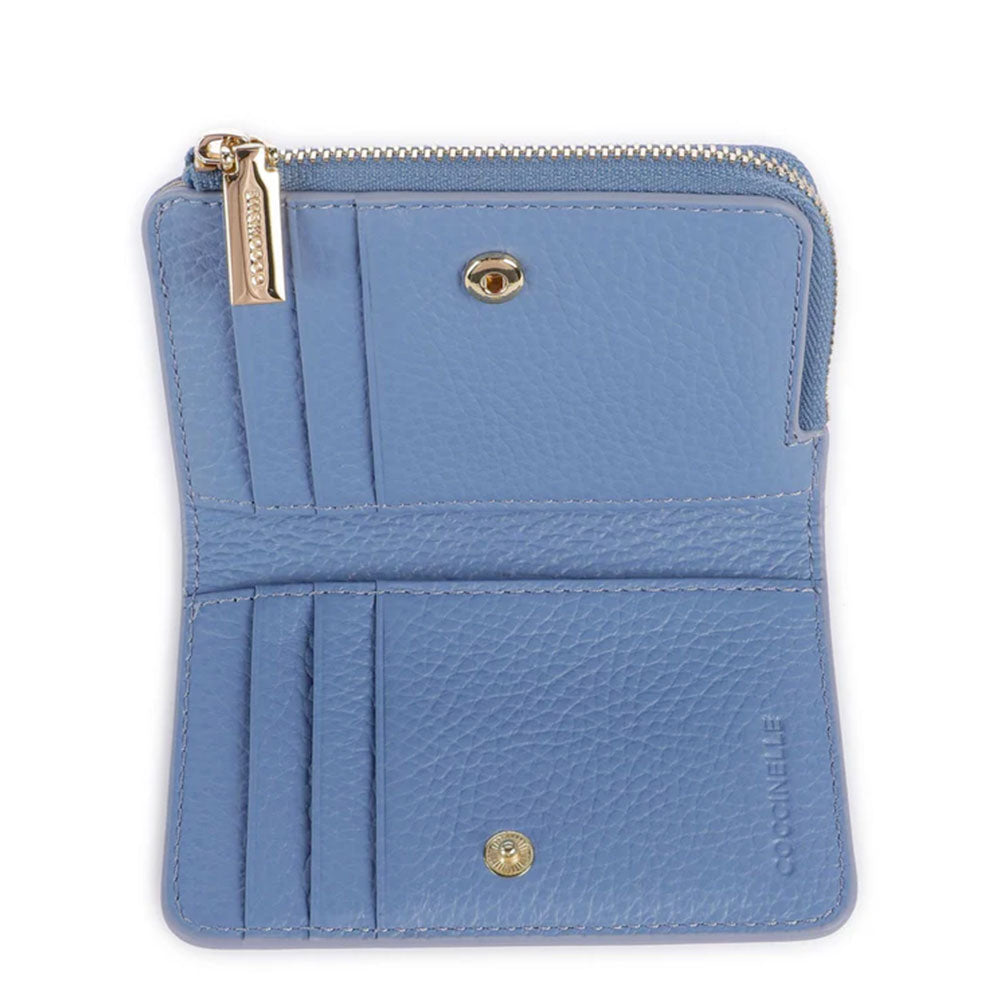 Portacarte Mini COCCINELLE in Pelle Linea Metallic Soft colore Azul