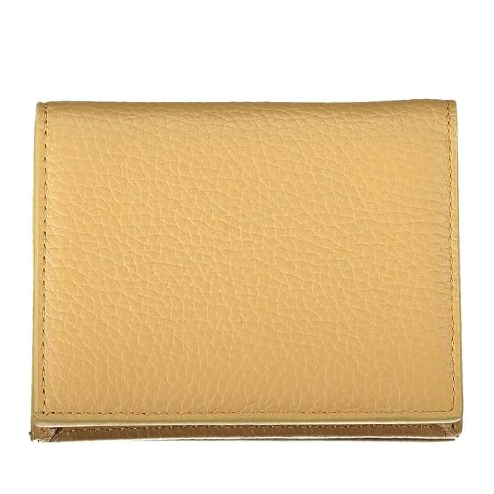 Damen-Mini-Geldbörse COCCINELLE aus Leder Modell Metallic Soft in Fresh Beige mit Druckknopfverschluss