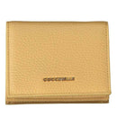 Damen-Mini-Geldbörse COCCINELLE aus Leder Modell Metallic Soft in Fresh Beige mit Druckknopfverschluss