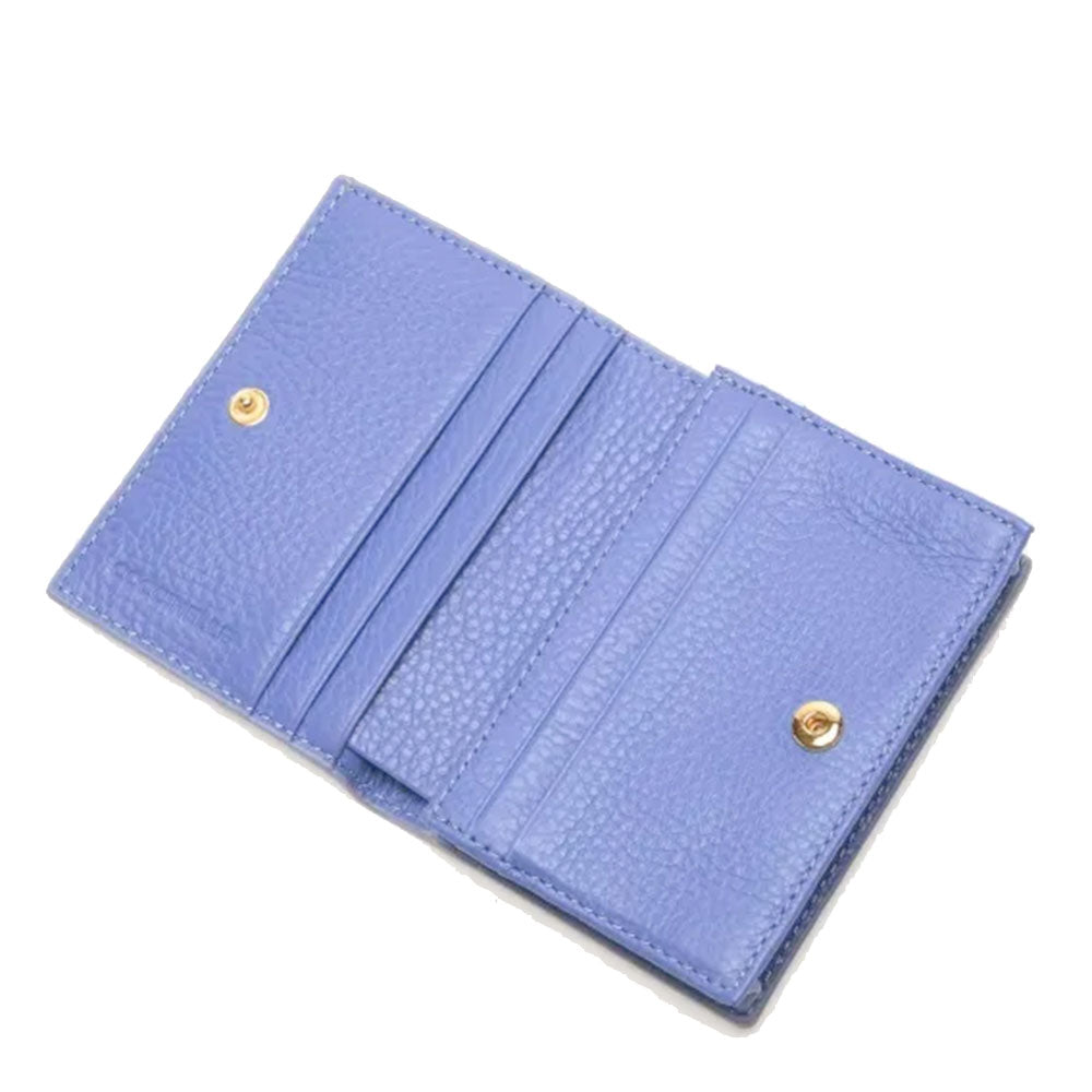 Portafoglio Donna Mini COCCINELLE in Pelle Linea Metallic Soft colore Azul Chiuso con Bottone