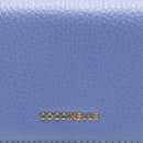 Portafoglio Donna Mini COCCINELLE in Pelle Linea Metallic Soft colore Azul Chiuso con Bottone