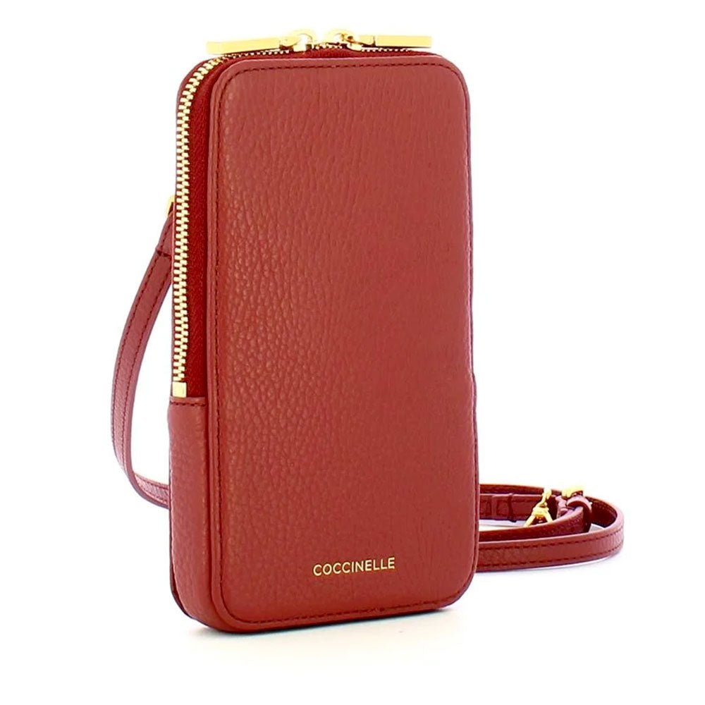 Porta Telefono Donna a Tracolla COCCINELLE Linea Flor Colore Brandy