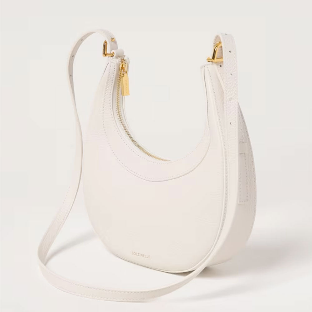 Borsa Donna a Mano con Tracolla COCCINELLE in Pelle Blanco Linea Whisper