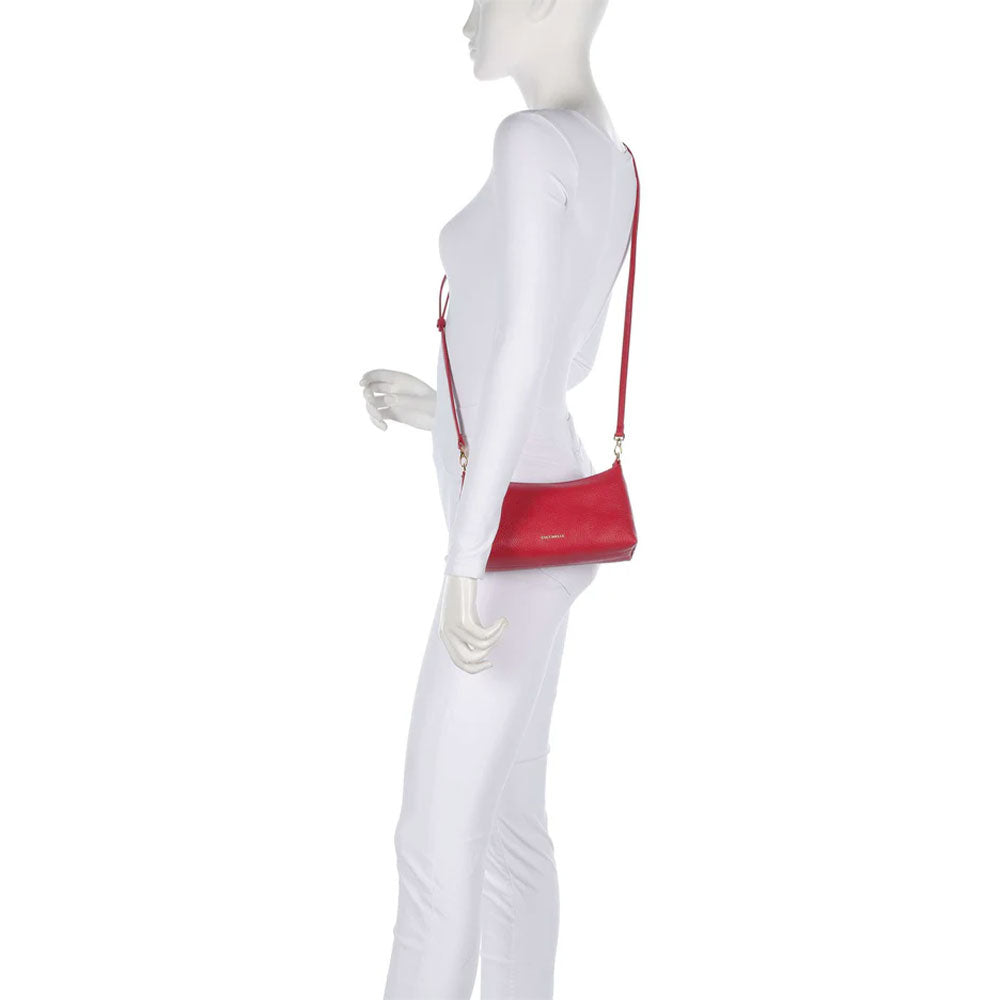 Damen-Schultertasche COCCINELLE aus rotem Leder Modell Aura