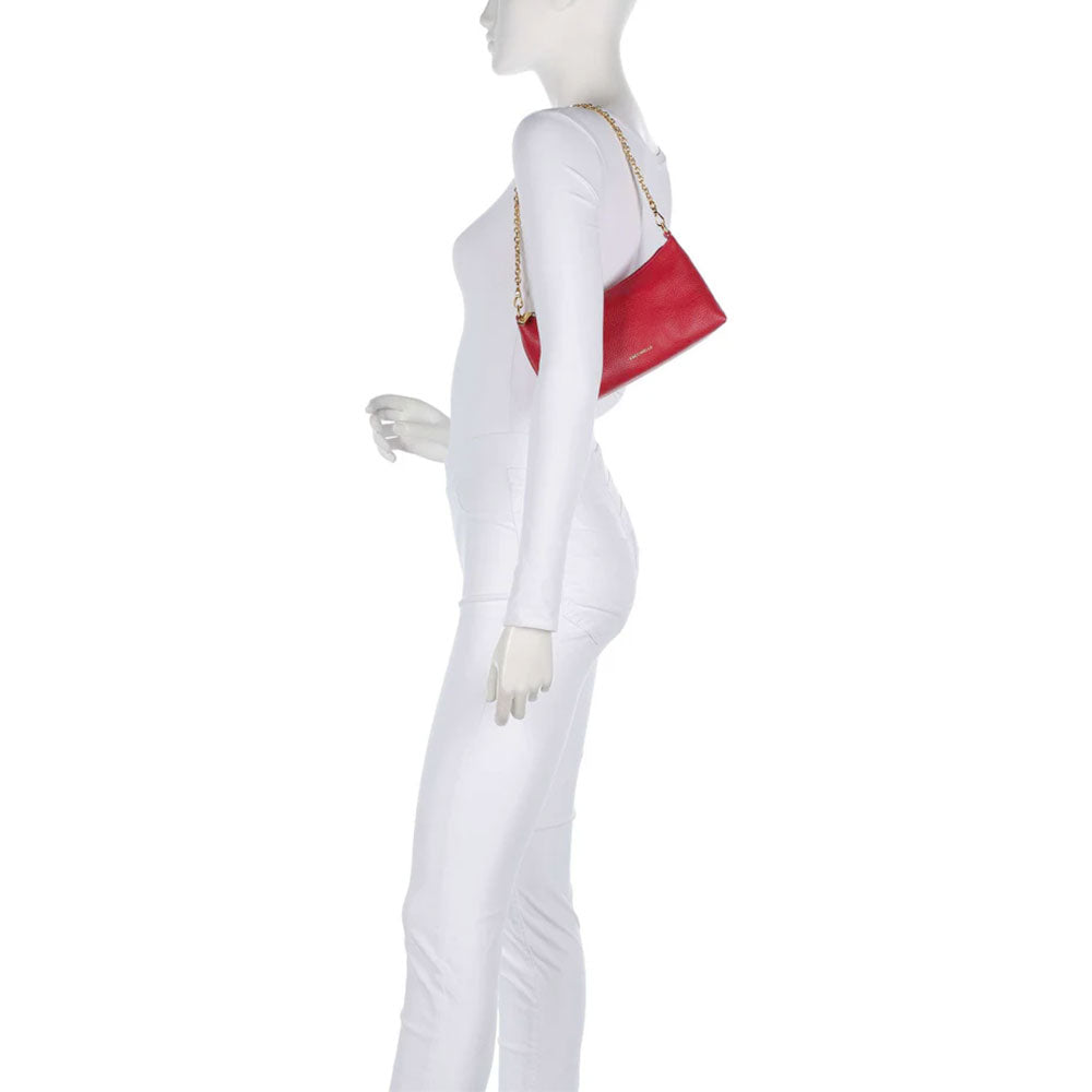 Damen-Schultertasche COCCINELLE aus rotem Leder Modell Aura
